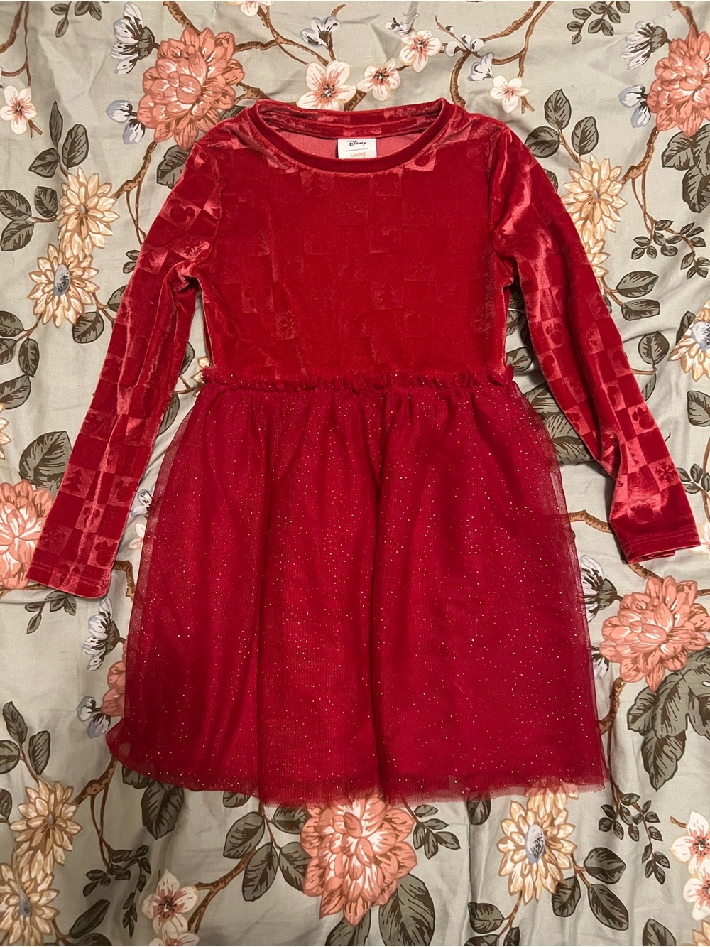 Jumping Beans Disney Girls Red Velvet & Tulle Christmas Dress